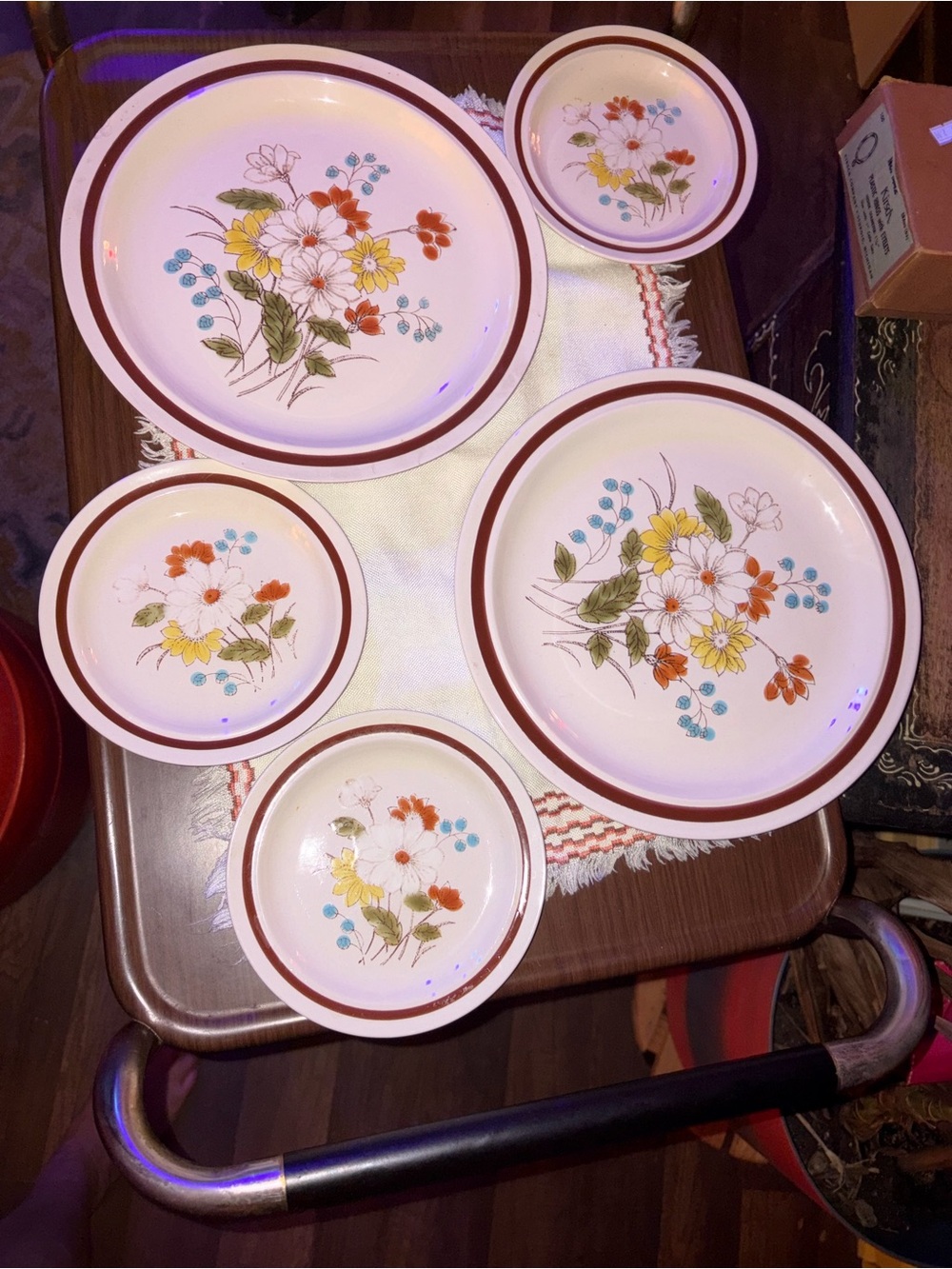 Vintage Four Seasons Collection Early Summer Stoneware Plates Set of 5,Japanese